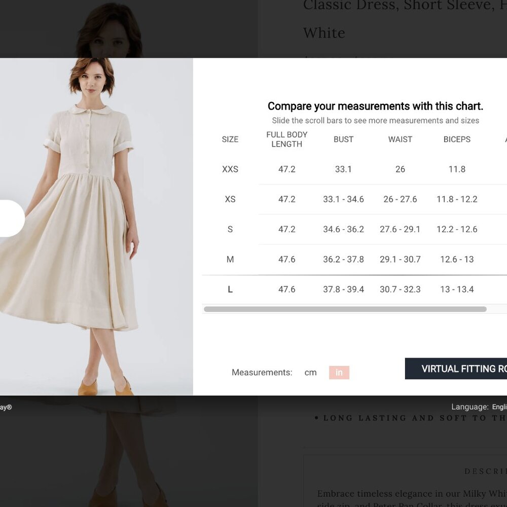 Son de Flor Classic Dress, Short Sleeve, Hemp, Milky White - Milky White / L - Picture 7 of 7